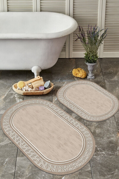 Kaymaz Tabanlı Yıkanabilir 2 Li Set 60x100 50x60 Banyo Halısı Banyo Paspası Klozet Takımı - 4