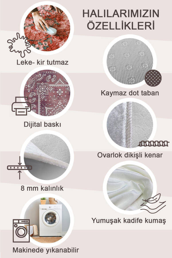 Kaymaz Tabanlı Yıkanabilir 2 Li Set 60x100 50x60 Banyo Halısı Banyo Paspası Klozet Takımı - 6