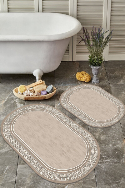 Kaymaz Tabanlı Yıkanabilir 2 Li Set 60x100 50x60 Banyo Halısı Banyo Paspası Klozet Takımı - 1