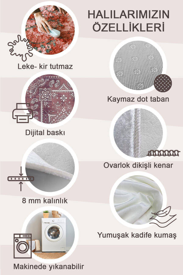 Kaymaz Tabanlı Yıkanabilir 2 Li Set 60x100 50x60 Banyo Halısı Banyo Paspası Klozet Takımı - 3