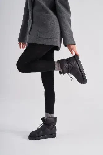 Kaz Tüyü Unisex Bot Metallic Serisi Jet Black-Mavi - 5