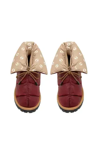 Каz Tüyü Unisex Вot Мetallic Serisi Аntique Red-Bordo - 5