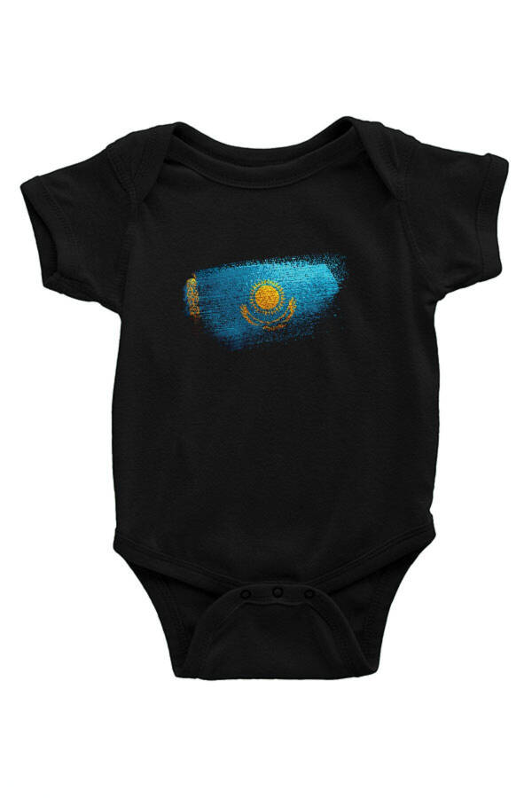 Kazakhstan Black Unisex Baby Bodysuit - Romper - 1