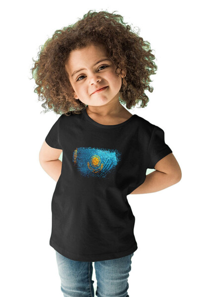 Kazakhstan Black Unisex Kids T-Shirt - 2