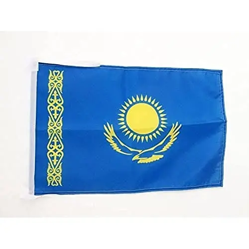 Kazakhstan Flag 18'' x 12'' cords - Kazakh SMALL flags 30 x 45cm - Banner 18x12 in - AZ FLAG - 1