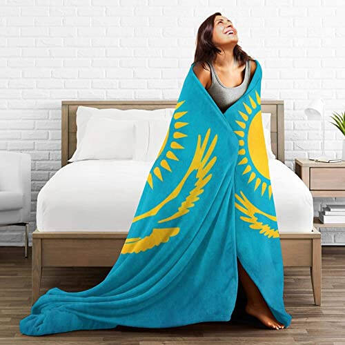 Kazakhstan Flag Fleece Blanket Bed Linen Sofa Blankets Throw Size 50