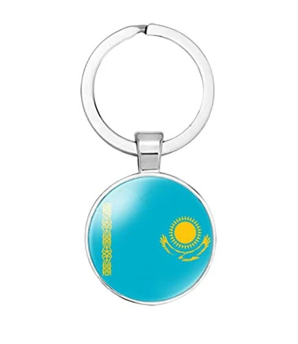 Kazakhstan Flag Keychain Gift Men Women Keychain Stainless Steel and Inlaid Glass Materials - vmcoatdu