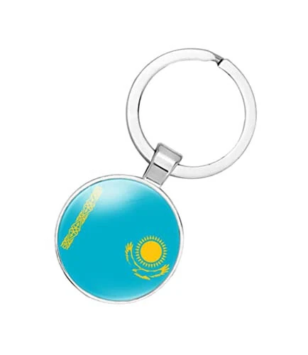 Kazakhstan Flag Keychain Gift Men Women Keychain Stainless Steel and Inlaid Glass Materials - 3