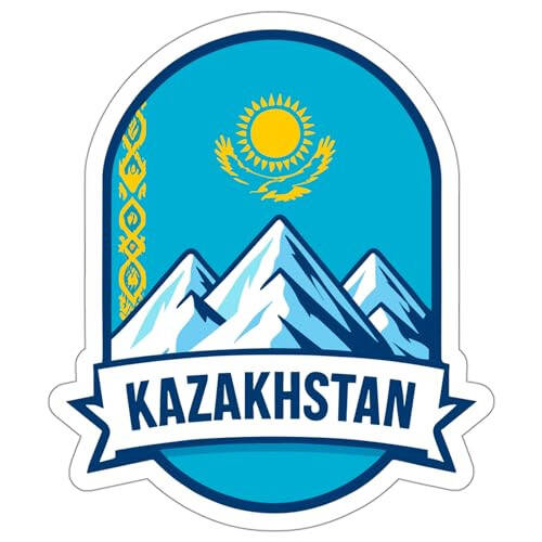 Kazakhstan Sticker Travel Outdoors Decal Vinyl Small Waterproof for Water Bottle Mug Passport Scrapbook Notebook Laptop Tumbler Skateboard Computer Phone 4