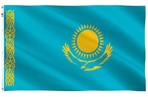 Kazakhstan Flag 3x5 Ft Outdoor Large, Moderate-Outdoor Both Sides Heavy Duty100D Polyester,Canvas Header and Double Stitched - Brass Grommets for Easy Display,Kazakh Flags - rhungift