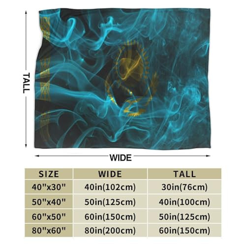 Kazakistan Bayrağı Desenli Dumanlı Stil Battaniye 40