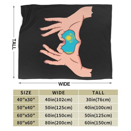 Kazakistan Bayrağı Tasarımlı Elde Tutulan Aşk Yatağı Battaniyesi 50