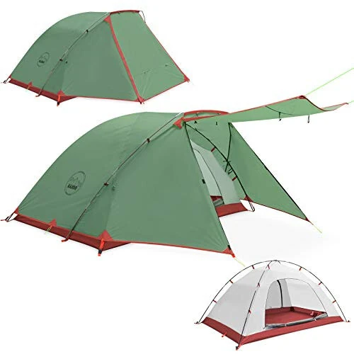 KAZOO 2／4 Person Camping Tent Outdoor Waterproof Family Large Tents 2/4 People Easy Setup Tent with Porch Double Layer - KAZOO