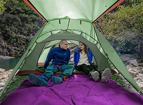 KAZOO 2／4 Person Camping Tent Outdoor Waterproof Family Large Tents 2/4 People Easy Setup Tent with Porch Double Layer - 5