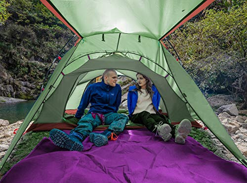 KAZOO 2／4 Person Camping Tent Outdoor Waterproof Family Large Tents 2/4 People Easy Setup Tent with Porch Double Layer - 5