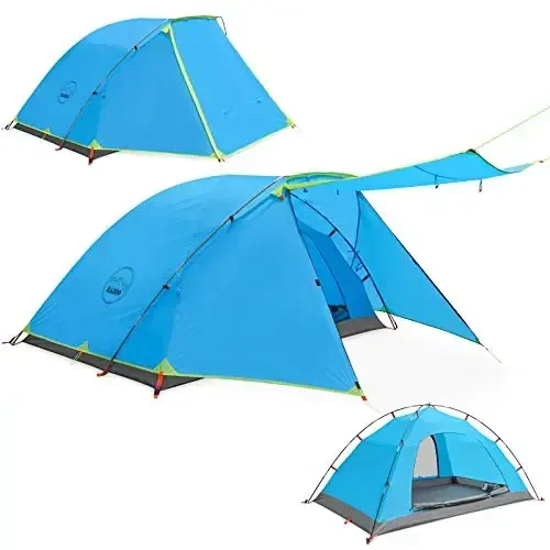 KAZOO 2／4 Person Camping Tent Outdoor Waterproof Family Large Tents 2/4 People Easy Setup Tent with Porch Double Layer 