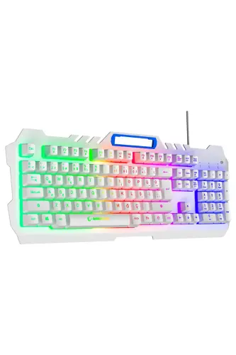 KB-R57 X-JAMMER Gökkuşağı Aydınlatmalı USB Beyaz Tam Türkçe Gaming Oyuncu Klavyesi - Beyaz - Rampage (1)