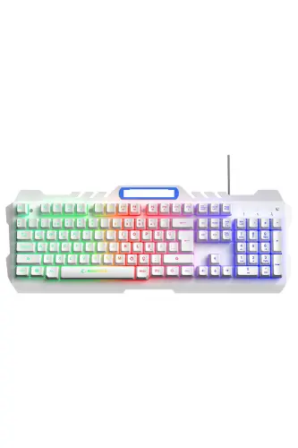 KB-R57 X-JAMMER Gökkuşağı Aydınlatmalı USB Beyaz Tam Türkçe Gaming Oyuncu Klavyesi - Beyaz - 1