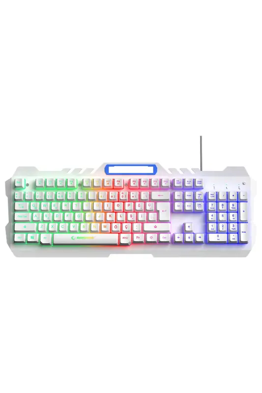 KB-R57 X-JAMMER Gökkuşağı Aydınlatmalı USB Beyaz Tam Türkçe Gaming Oyuncu Klavyesi - Beyaz - 1