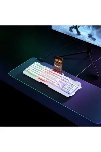 KB-R57 X-JAMMER Gökkuşağı Aydınlatmalı USB Beyaz Tam Türkçe Gaming Oyuncu Klavyesi - Beyaz - 3