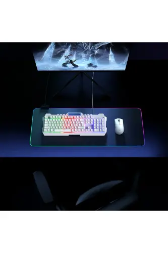 KB-R57 X-JAMMER Gökkuşağı Aydınlatmalı USB Beyaz Tam Türkçe Gaming Oyuncu Klavyesi - Beyaz - 4