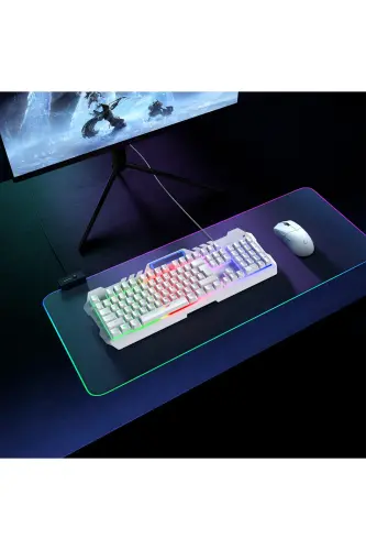 KB-R57 X-JAMMER Gökkuşağı Aydınlatmalı USB Beyaz Tam Türkçe Gaming Oyuncu Klavyesi - Beyaz - 5