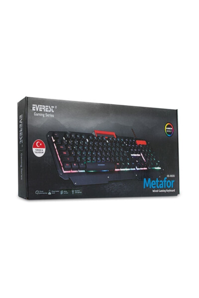 Kb-r800 Metafor Usb Kamalak Yoritilgan Q Metall Sathli Gaming O'yinchi Klaviaturasi Qora - 4