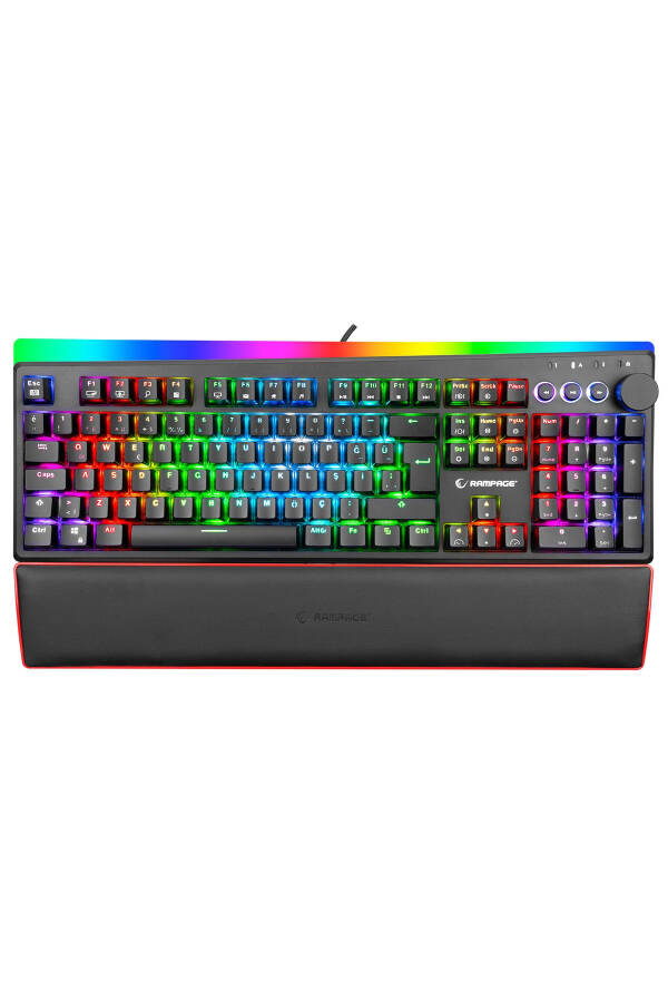 Kb-r97 X-tracer Black USB RGB Illuminated Blue Switch Wrist Rest Gaming Mechanical Keyboard - 1