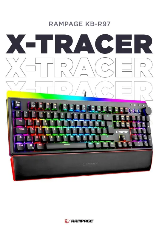 Kb-r97 X-tracer Rgb Bilek Destekli Red Switch Mekanik Oyuncu Klavyesi - Siyah - 1
