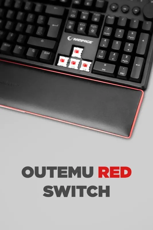 Kb-r97 X-tracer Rgb Bilek Destekli Red Switch Mexanik O'yin Klavyesi-Qora - 2