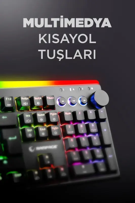 Kb-r97 X-tracer Rgb Bilek Destekli Red Switch Mexanik O'yin Klavyesi-Qora - 7