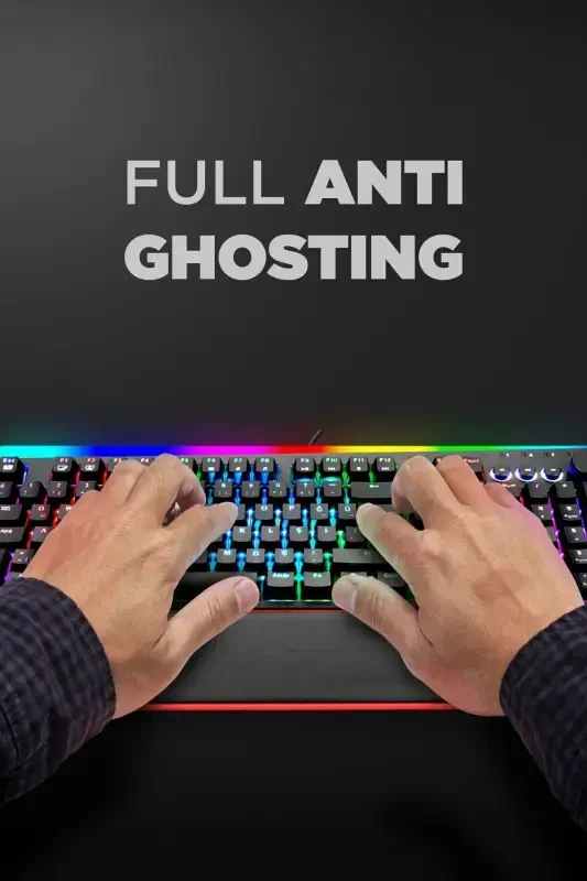 Kb-r97 X-tracer Rgb Bilek Destekli Red Switch Mexanik O'yin Klavyesi-Qora - 3