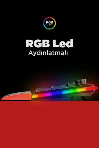 Kb-r97 X-tracer Rgb Bilek Destekli Red Switch Mexanik O'yin Klavyesi-Qora - 5