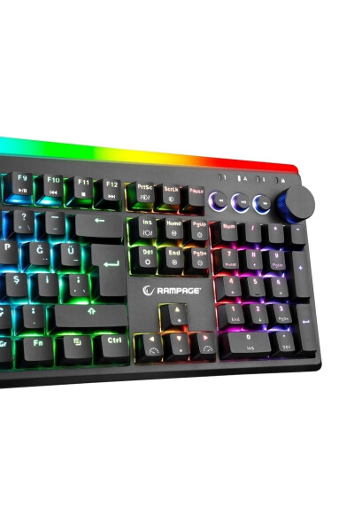 Kb-r97 X-tracer Siyah Usb Rgb Aydınlatmalı Blue Switch Bilek Destekli Gaming Oyuncu Mekanik Klavye - Çok Renkli - 5