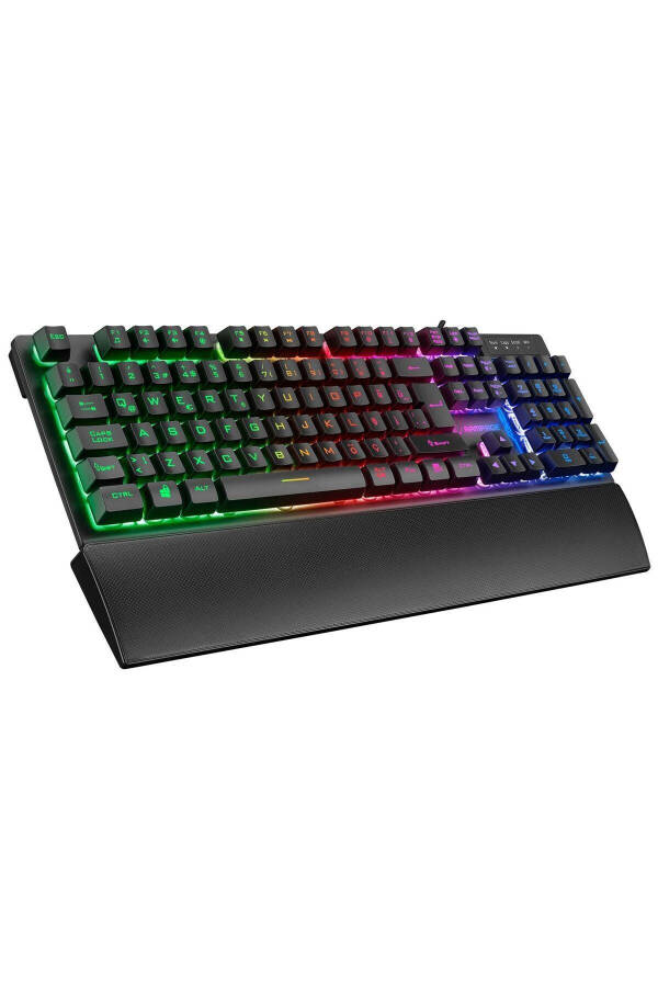 Kb-rx77 Runner Black Usb Rainbow Illuminated Q Wrist Rest Gaming Keyboard - 1