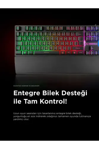 Kb-rx77 Runner Black Usb Rainbow Illuminated Q Wrist Rest Gaming Keyboard - 4