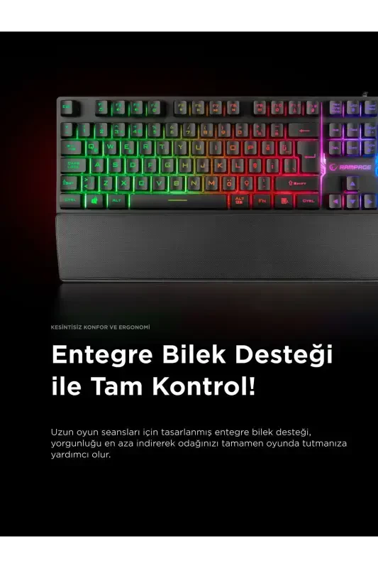 Kb-rx77 Runner Black Usb Rainbow Illuminated Q Wrist Rest Gaming Keyboard - 4