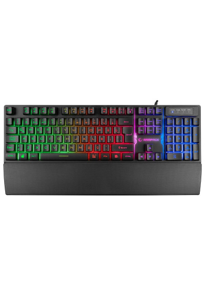 Kb-rx77 Runner Black Usb Rainbow Illuminated Q Wrist Rest Gaming Keyboard - 9