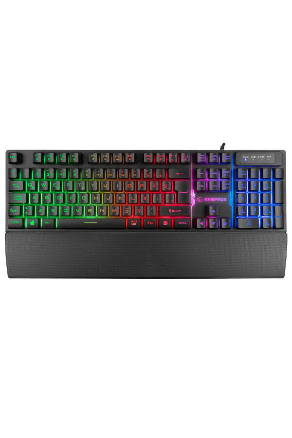 Kb-rx77 Runner Black Usb Rainbow Illuminated Q Wrist Rest Gaming Keyboard - 9