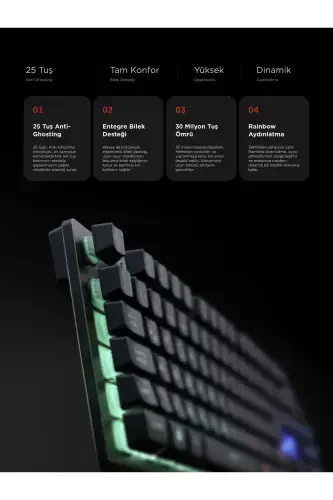 Kb-rx77 Runner Q Bilak Tayanchli Rainbow Yorug'likli Usb Q Oyun Klaviaturasi - 6