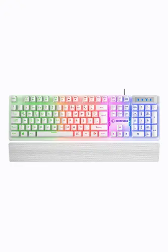 KB-RX77 Runner Beyaz USB Rainbow Aydınlatmalı Q Bilek Destekli Gaming Oyuncu Klavyesi - Beyaz - 4
