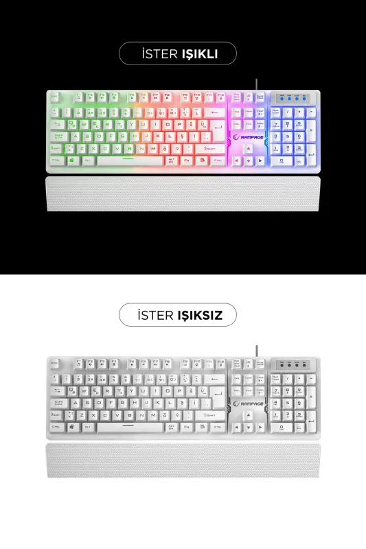 Kb-rx77 Runner Rainbow Клавиатура игровая с подставкой для запястий-белая-белая - 2