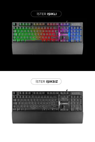 KB-RX77 Runner Siyah USB Rainbow Aydınlatmalı Q Bilek Destekli Gaming Oyuncu Klavyesi - Siyah - RAMPAGE (1)