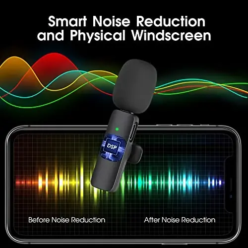 Kdewere 2 Pack Wireless Lavalier Microphone for iPhone iPad, Lapel Mics Plug-Play 2.4G Ultra-Low Delay Built-in Noise Reduction Chip 8H Working Time for Video Recording Interview Podcast Vlog YouTube - 2