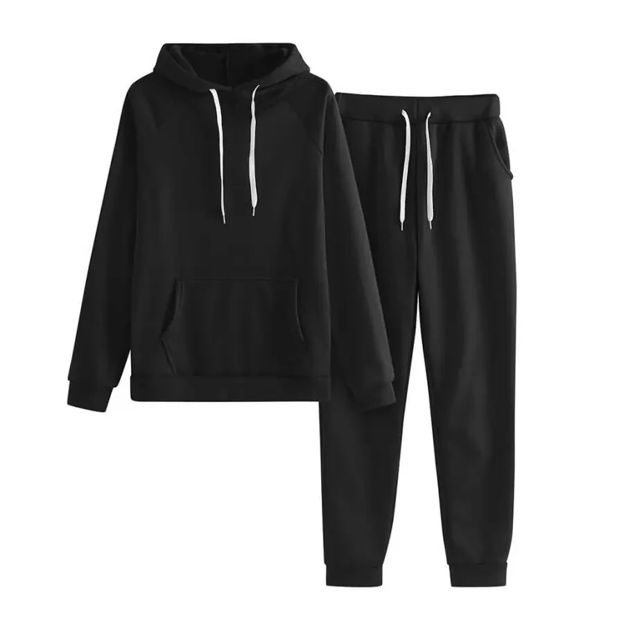 KDFJPTH 80s Jogging Suits for Women Women Sport Tracksuit Suit Color and pant Solid Hooded Sweatshirt Women Suits Sets - 1