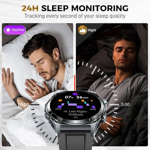 KE6 Smart Watch for Men with Call 1.43'' AMOLED Fitness Watch 178+ Sports Modes with Blood Oxygen Heart Rate 24H Sleep Monitor Weather Pedometer IP68 Waterproof Smartwatch for iPhone Samsung Phones - 4