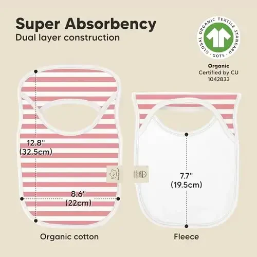 KeaBabies 8-Pack Baby Bibs for Boys, Girls - Pullover Bibs for Drooling Teething Baby Girl & Boy Toddler, Newborn, Soft & Absorbent, Cute Colors, Large Torso Coverage Keep Infant Clean & Dry (Blush) - 3