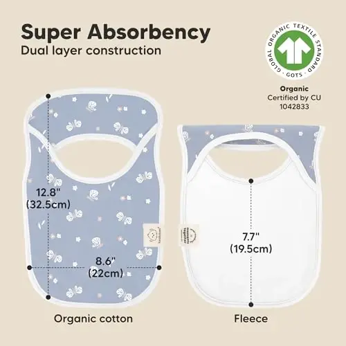 KeaBabies 8-Pack Baby Bibs for Boys, Girls - Pullover Bibs for Drooling Teething Baby Girl & Boy Toddler, Newborn, Soft & Absorbent, Cute Colors, Large Torso Coverage Keep Infant Clean & Dry (Fleur) - 3
