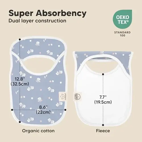 KeaBabies 8-Pack Baby Bibs for Boys, Girls - Pullover Bibs for Drooling Teething Baby Girl & Boy Toddler, Newborn, Soft & Absorbent, Cute Colors, Large Torso Coverage Keep Infant Clean & Dry (Fleur) 