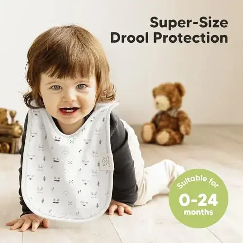 KeaBabies 8-Pack Baby Bibs for Boys, Girls - Pullover Bibs for Drooling Teething Baby Girl & Boy Toddler, Newborn, Soft & Absorbent, Cute Colors, Large Torso Coverage Keep Infant Clean & Dry (Nordic) - 2